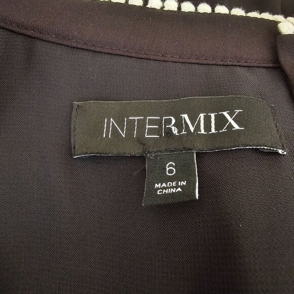 100% Silk Intermix Black Blouse W/ White Trim, Business Casual Office, Size 6 - Picture 3 of 10